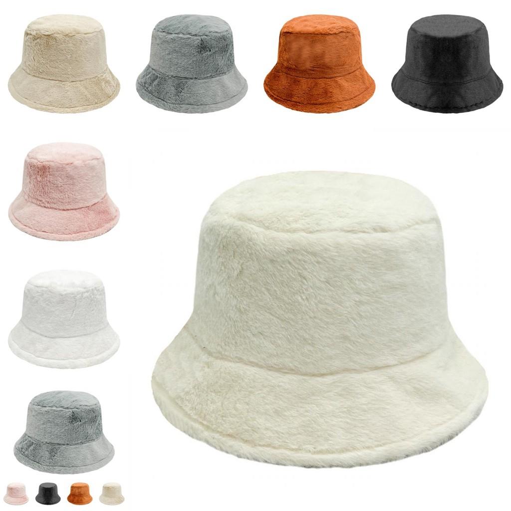 Stylish Winter Bucket Hat For Women With Thick Faux Rabbit Fur For Casual Outdoor Use