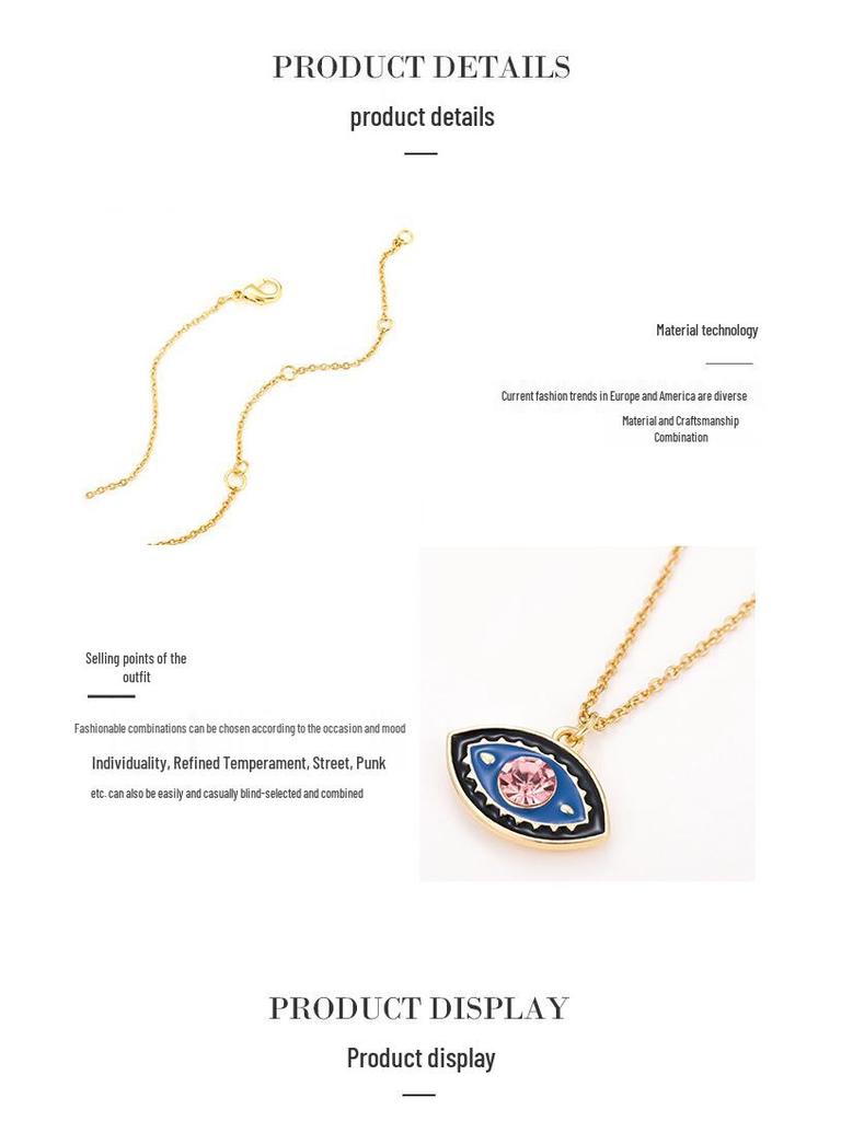 Kenjie Mysticism Evil Eye Pendant Necklace with Tarot Charms for Women - European & American Clavicle Chain