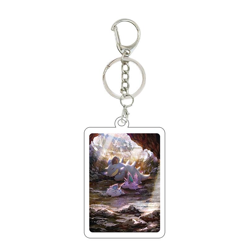 Anime Cartoon Gengar Psyduck Mew Bulbasaur Anime Game Characters Acrylic Pendant PKM Ptcg Decor Key Chain Ring for Fans Gifts