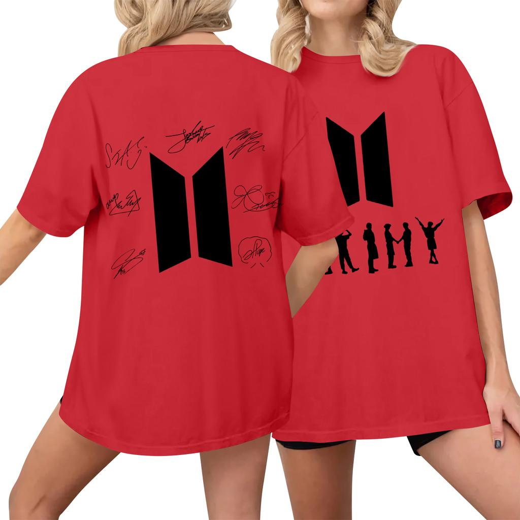 Dámské ležérní tištěné tričko s kulatým výstřihem, svetr s krátkým rukávem