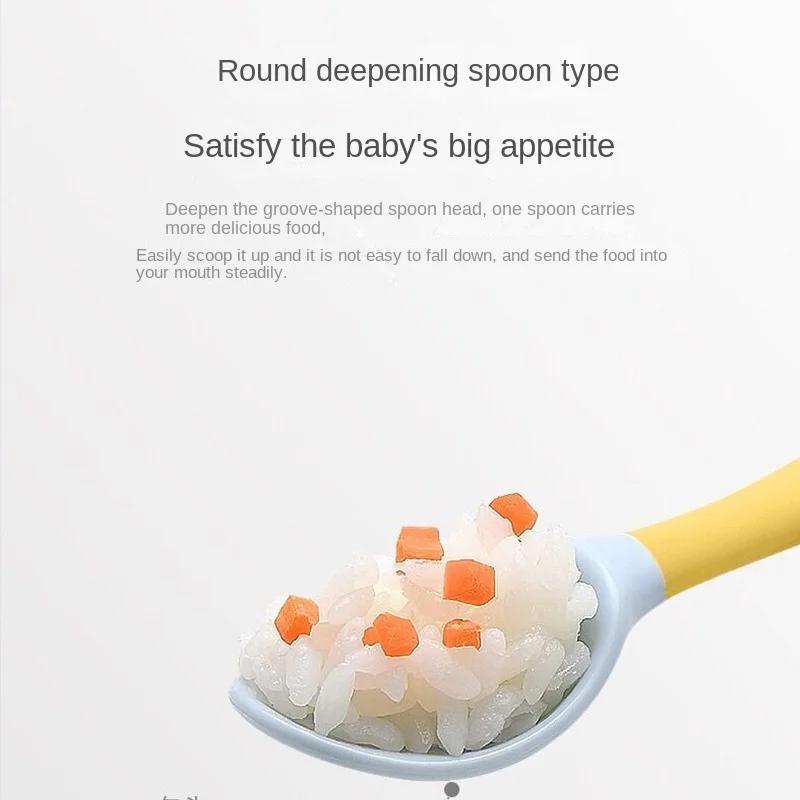 Baby Children Spoon Fork Set Soft Bendable Silicone Scoop Fork Kit Tableware Toddler Training Feeding Cutlery Utensil1PC