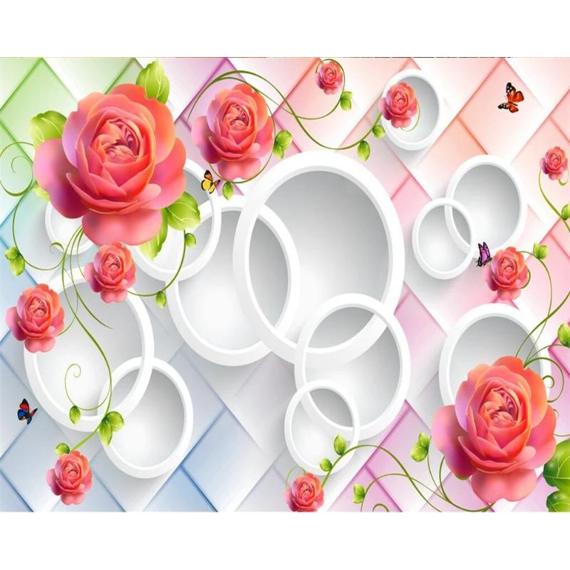 Modern Jewelry Flower Wallpaper Large Rose Flower Mural Living Room Bedroom Background Wall Mural