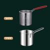 Stainless steel fryer, household oil pan, small skewer pan, slag partition, mini frying, small deep pan, uncoated.