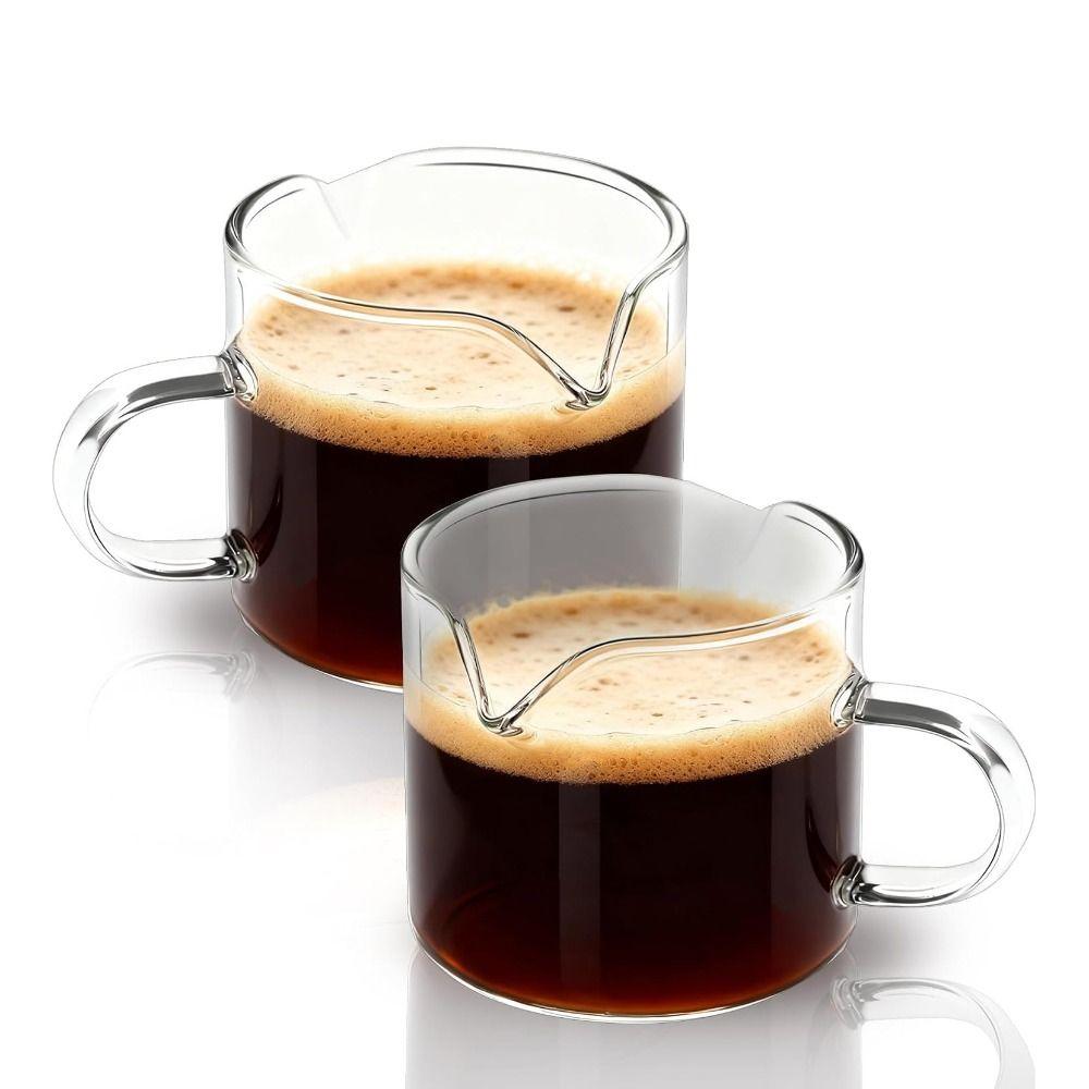 2 Piece Multi-purpose Clear Glass Coffee Cup Set 120 ML with Handle Coffee Mug Mini Heat-resistant Espresso Cup Set Living Room