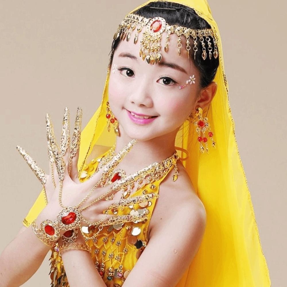 1 pair Indian Thai Indian Dance Finger Tip Gold Color Belly Dance Bracelet  Wedding