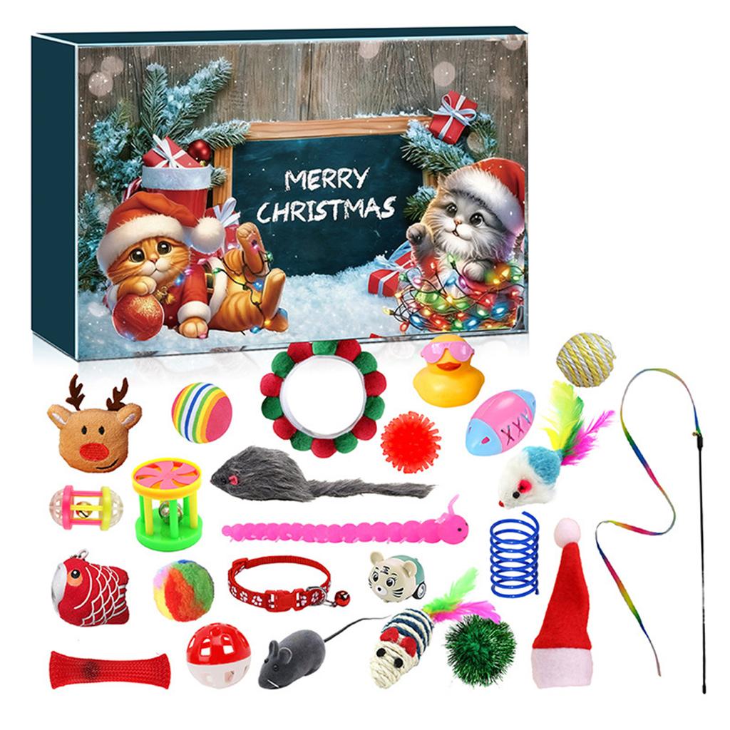 Cat Christmas Advent Calendar Xmas Countdown Calendar for Indoor Kitten Cats Pet Surprise Xmas Gifts for Cat Lovers