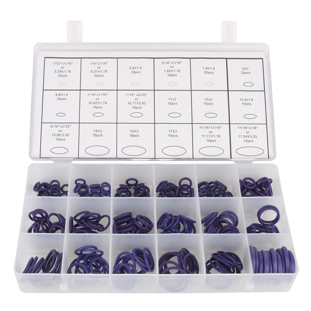 

Резиновые кольца для хладагента кондиционера, наборы инструментов для ремонта автомобиля, 270 шт., 18 размеров, уплотнительные кольца HNBR для кондиционера