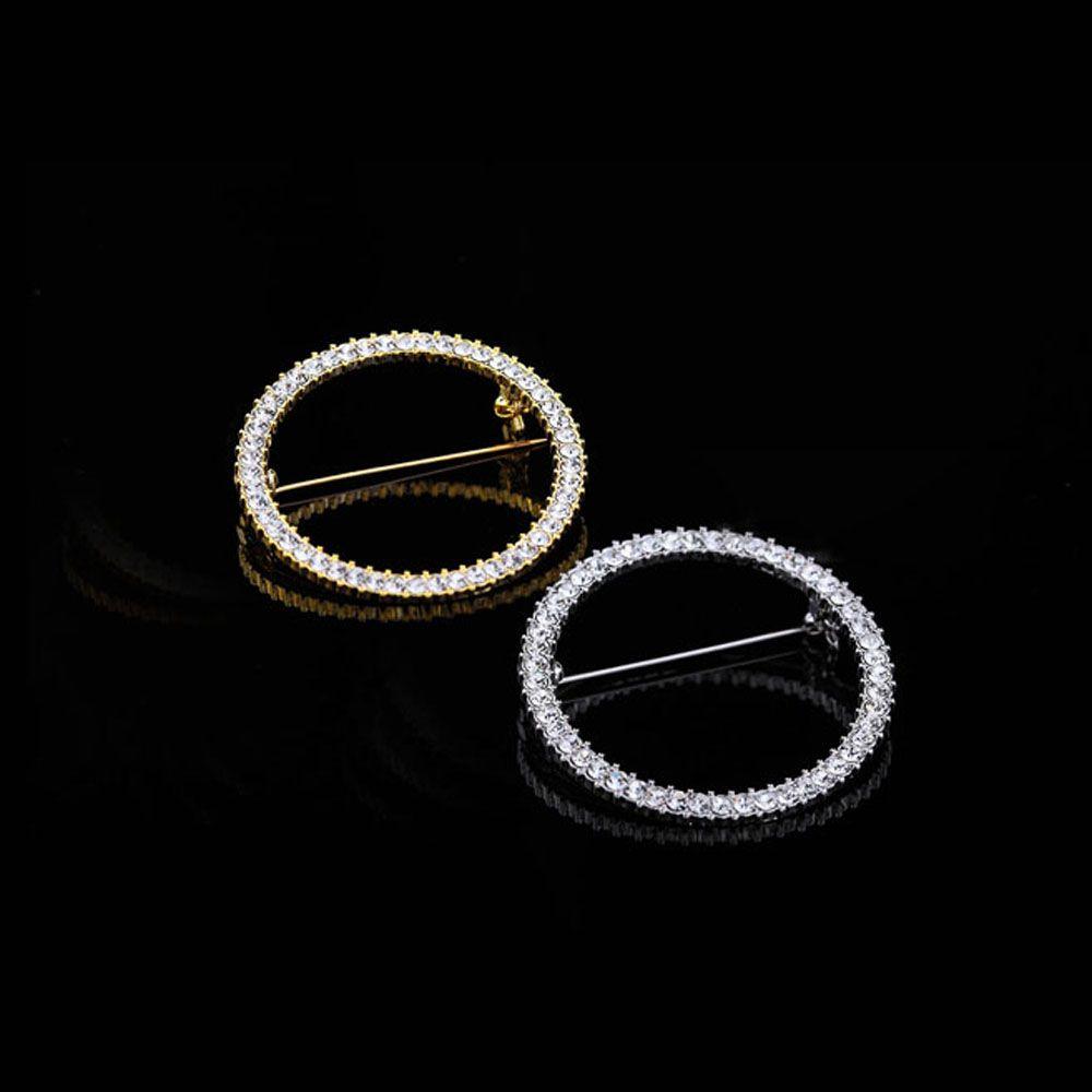 Party Silver Color Crystal Round Circle Rhinestone Zinc Zinc Alloy Jewelry Accessories Corsage Brooches Pins