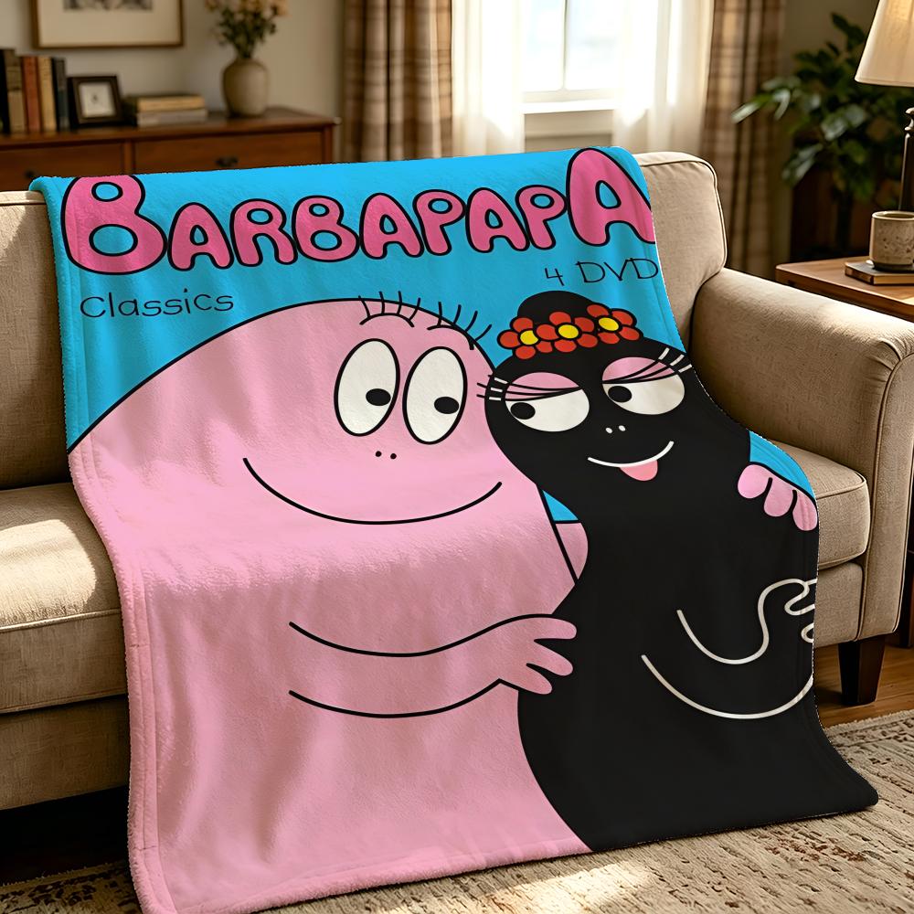 cartoon B-Barbapapa-a Throw Thick Comfort Flannel Quilt, Multi-scene Use Indoor Outdoor Daily Nap