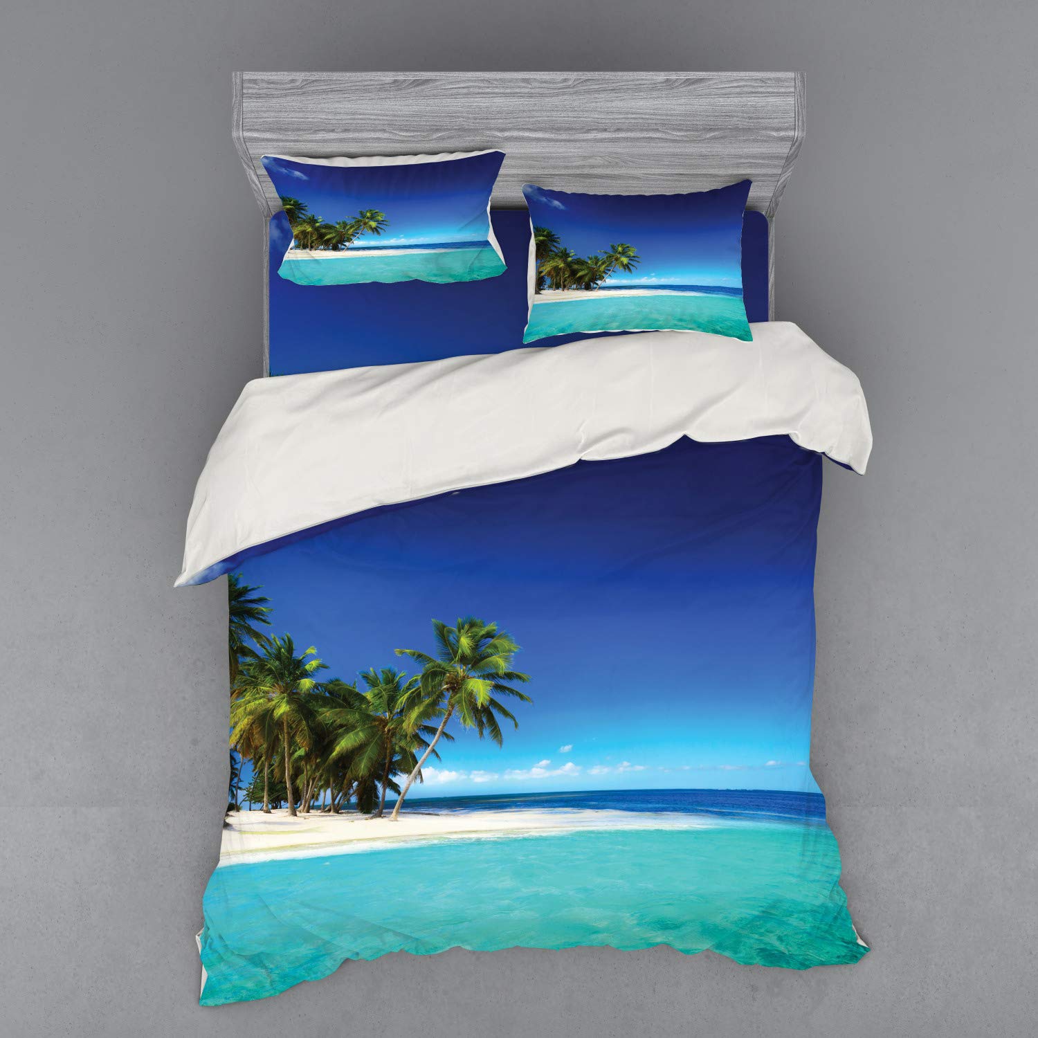 

Island Duvet Cover Set for Teens Queen Size Quilt Covers Lightweight Down Bedroom Decor 2 Pillowcases 1 Duvet Cover No Comforter (135x200cm)
