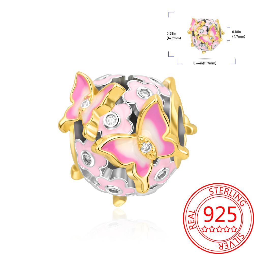 

Authentic Original products Copper Metal Colorful tulip flowers animal Cow Pendant Bead Component Compatible With Bracelet High Quality Fine Jewelry