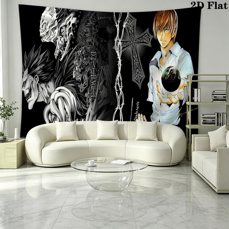 Death Note Anime Wall Tapestry Aesthetic Wall Hanging Printed Fabric Blanket Decorative Tapestries for Bedroom Living Room Home Decor