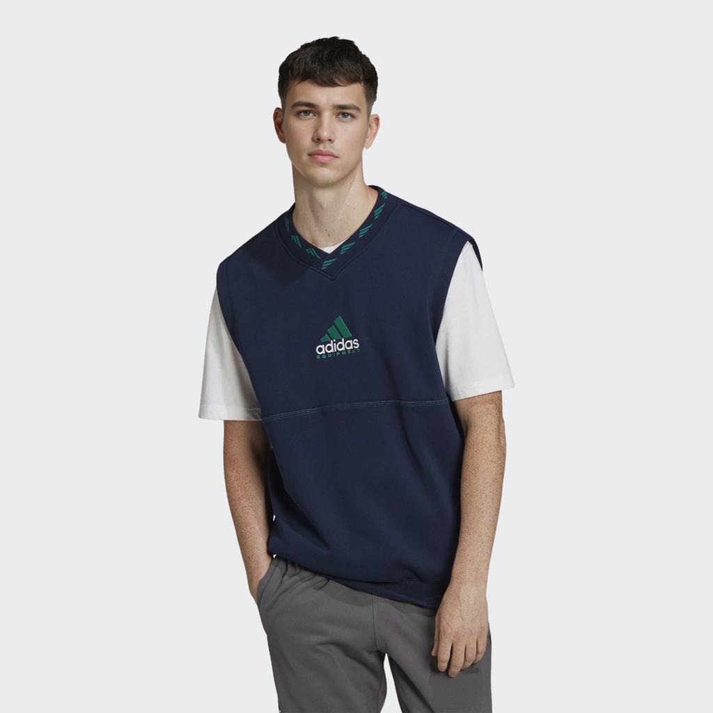 adidas Solid Color V-Neck Sleeveless Vest Men Tops Blue HG8092