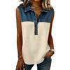 Women's Casual Fashion Denim Patchwork Sleeveless Button-Down Top Vest