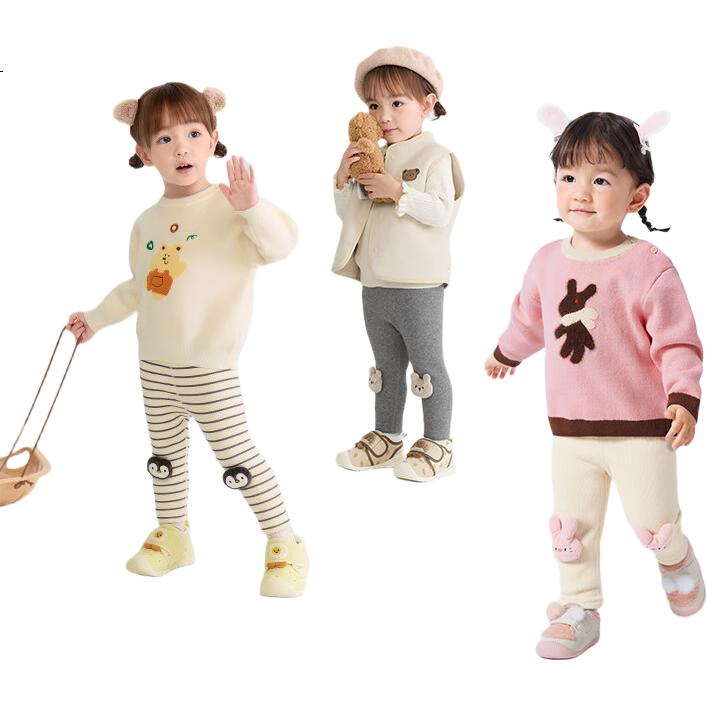 BALABALA BalaOne Girls' Long Pants, Children's Leggings, Autumn And Winter 2025, Fleece-Lined for Warmth, Cute Design, 208425123001