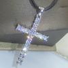 925 Silver Hip Hop Crystal Cross Shape Pendant Necklace Sparkly Rhinestone Dangle Chain For Women Wedding Jewelry Gifts
