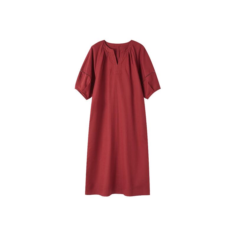 Chunmuch Women's Cotton Linen Blend Midi Dress