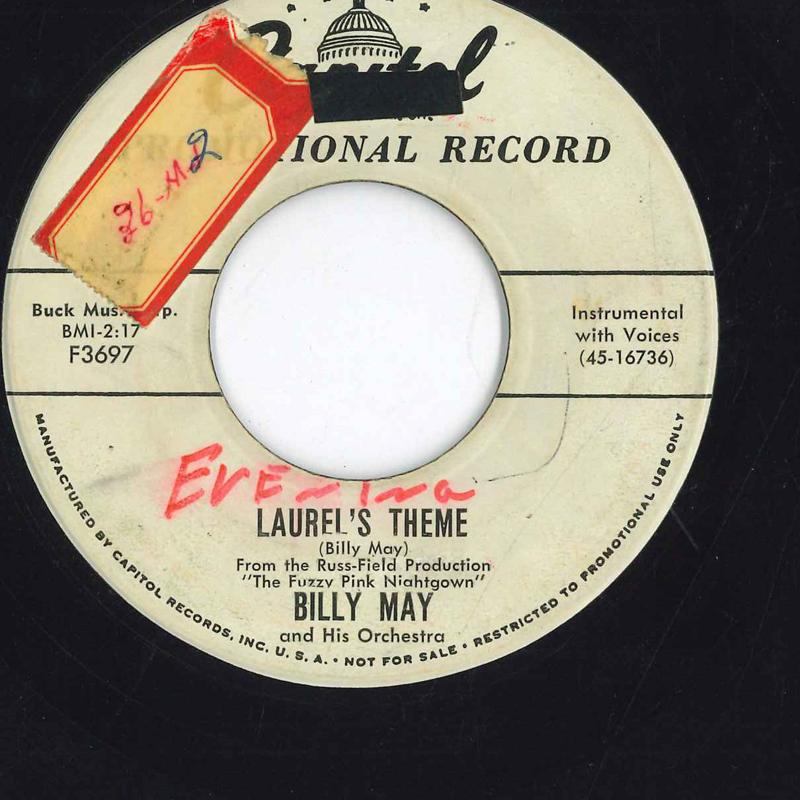 

7-дюймовая пластинка БИЛЛИ МЭЙ ЕГО ОРКЕСТР Темы из фильма Странный Лау F3697PROMO CAPITOL RECORDS 1957 США Поп Б/У