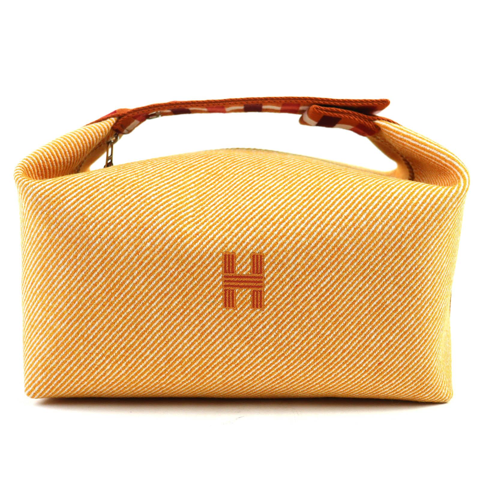

Pristine HERMES Handbag BRIDE A BLACK GM OC Serie Button H Logo Pouch Orange Used