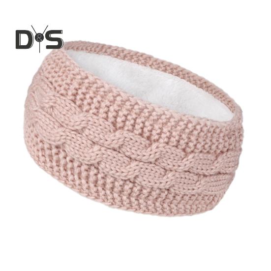 

Зимняя повязка на голову для женщин с пушистой флисовой подкладкой, теплая вязаная крючком толстая теплая повязка на голову, однотонная вязаная повязка для волос