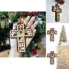 Multi-layer Wooden Cross Christmas Ornament Decorative Hanging Piece For Parties