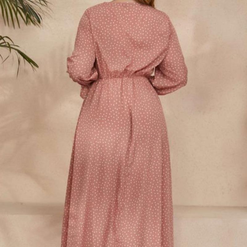 Vintage Long Sleeve Dresses Round Necked Plus Size Dress for Women Fashion Polka Dot Oversized Dress Elegant Tight Dress Commuter Fashion Maxi Dresses