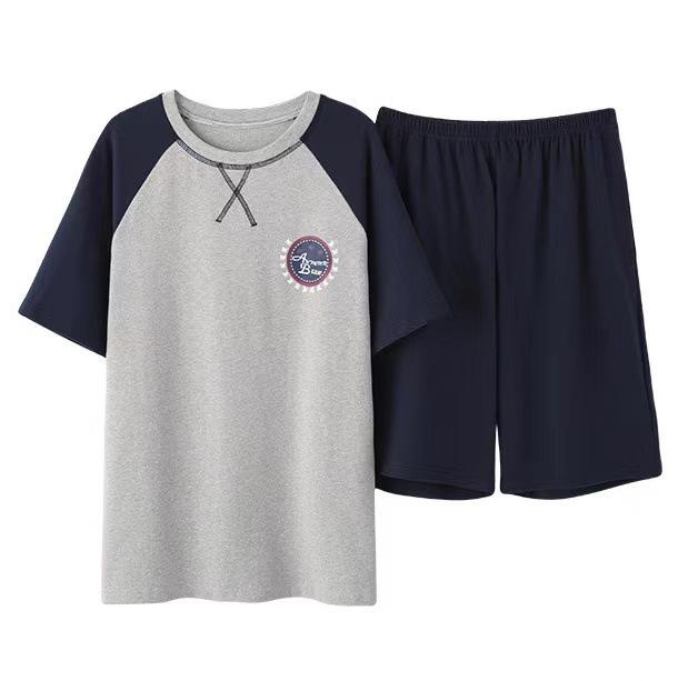 Herren Sommer Kühlendes Pyjama-Set - Kurzarm und Shorts, Lässige und Leichte Hauskleidung