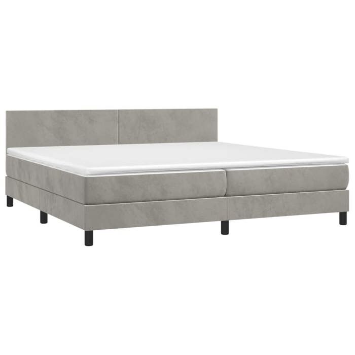 Exclusive House - LED Bed Slat Base with Mattress Light Grey 200x200 Cm