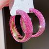 Exaggerate Shiny Rhinestones Big Hoop Earrings for Women Geometric Round Unique Crystal Earrings Charm Zircon Accessories Gifts