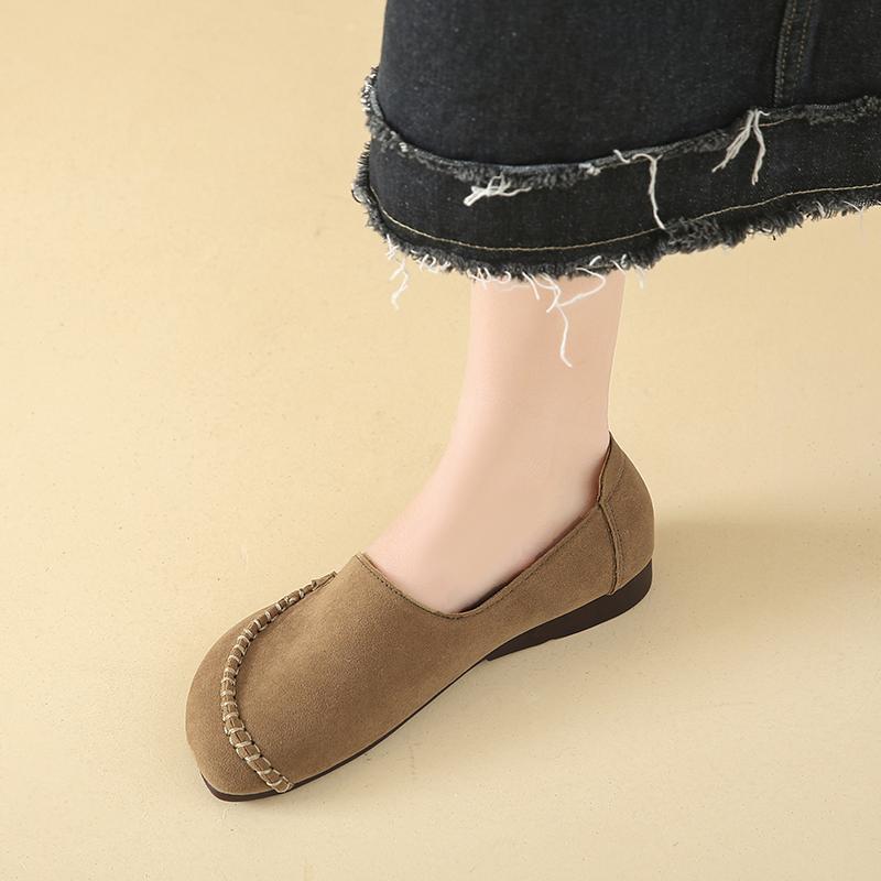 

2025 весна и лето новая черная женская обувь на плоской подошве туфли Doudou с мягкой подошвой швейная сумка одинарные туфли на одной педали ленивая повседневная женская обувь 40 хаки