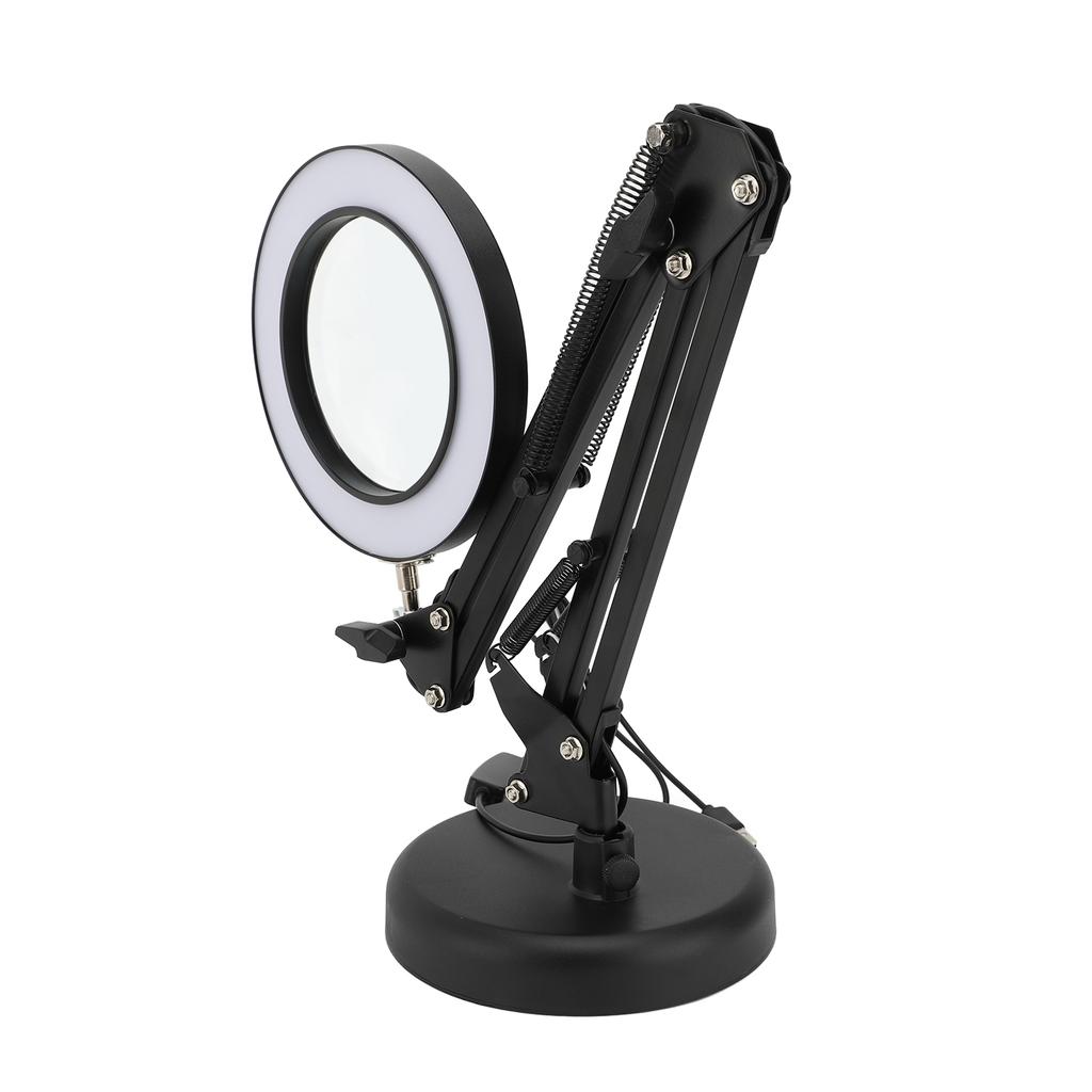 Magnifying Desk Lamp Clamp Stand Jewelry Repair Inspection Eye Protection LED Light 10X Magnification Flexible
