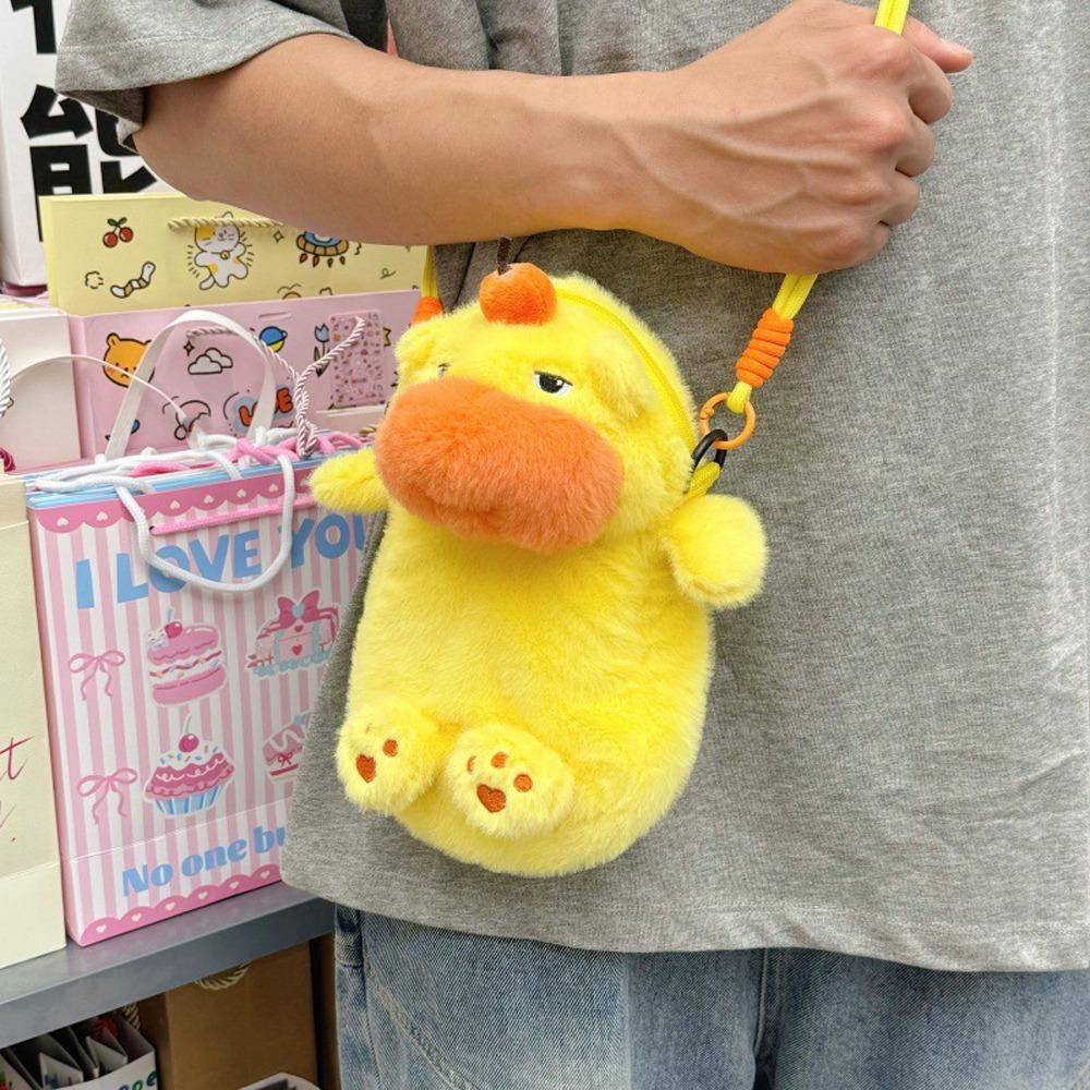 Animal Doll Capybara Plush Crossbody Bag Persimmon Cartoon Plush Shoulder Bag  Office