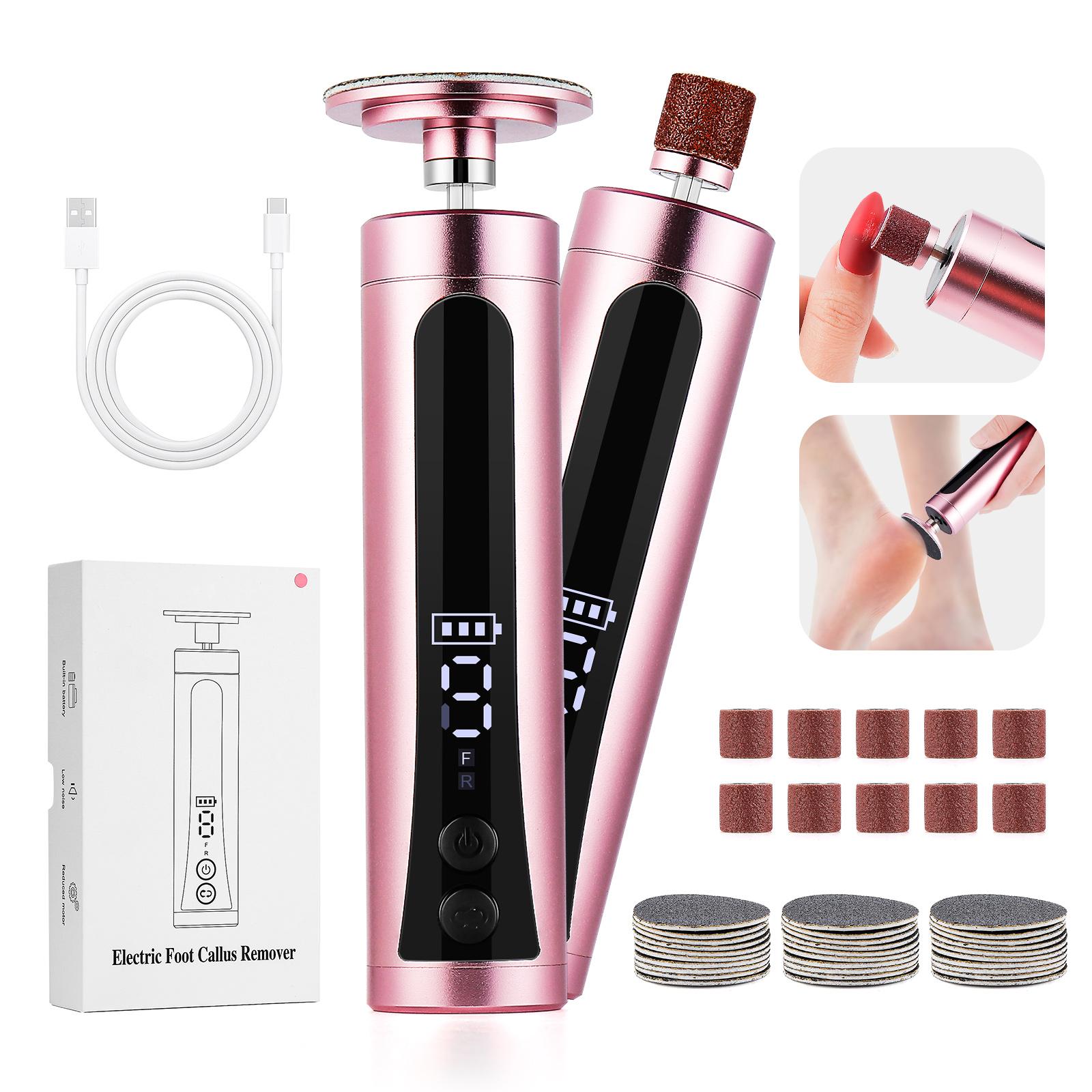 

Electric Foot File Cuticle Callus Remover Machine Foot Dead Skin Electric Eliminator Pedicure Tools Heel Care Foot Grinder рожевий колір золота