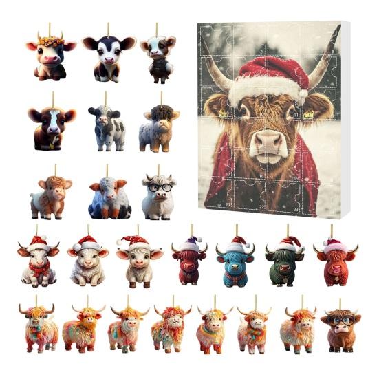 2025 Christmas Advent Calendar 24 Days Funny Cow Countdown Box
