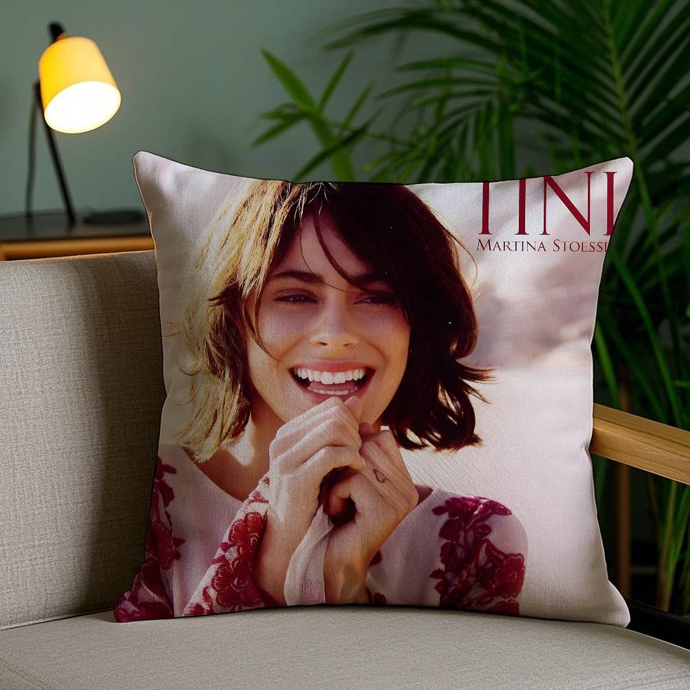 Sängerin M-Martina Stoessel-MT TINI Musikkissenbezug Sofa und Wohnzimmer Dekorative Kissenbezüge Staubdicht und Milbendicht F
