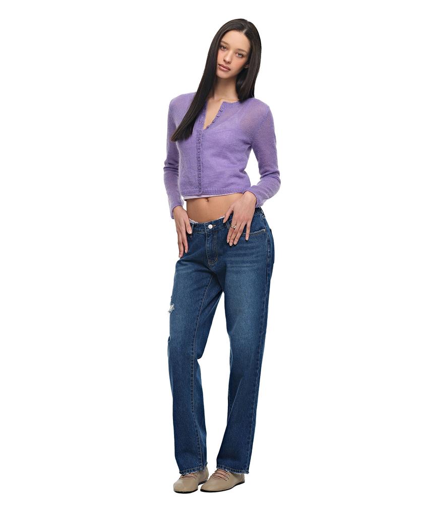 Toomuchtax Mohair Slim Fit Cardigan Lavender
