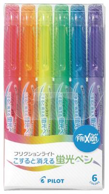 PILOT Frixion Light Highlighter Pens, 3.3mm, 6-Color Set (SFL60SL6C)