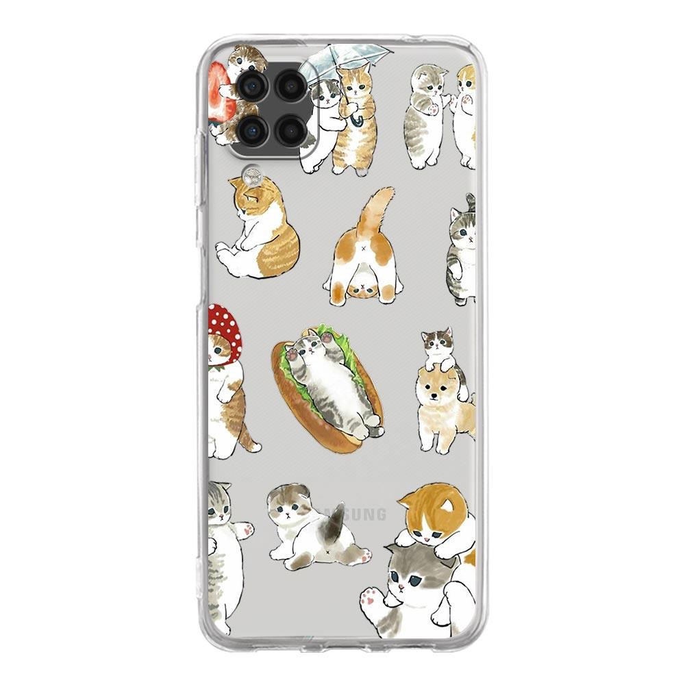 Cute Cat Cartoon Phone Case For Samsung Galaxy A51 A71 A21S A12 A11 A31 A41 A01 A03S A13 A33 A73 A53 A52 A32 5G A23 Clear Cover