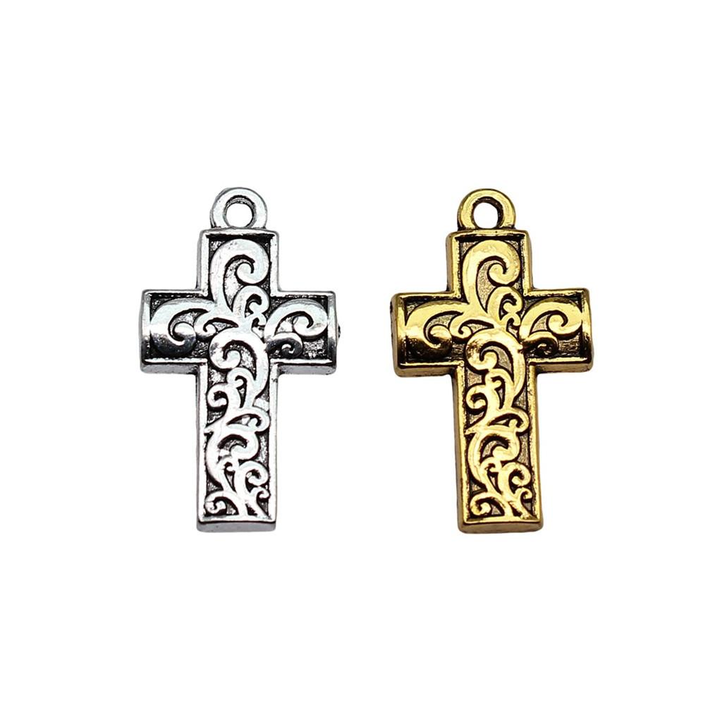 Vintage Cross Charms Multi Color Alloy Pendants For Religious Christian Jewelry