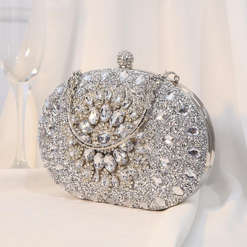 Pochette da Sera in PU con Decorazioni di Diamanti per Eventi Formali e Serate