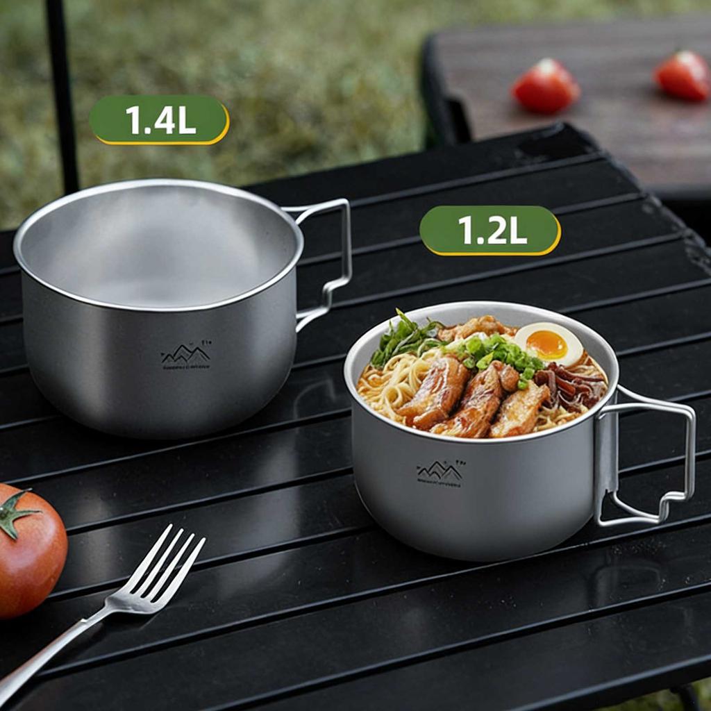 Titanium Camping Pot Multi-Functional Foldable Camping Soup Pot Reusable Lightweight Food Container Outdoor Accessories