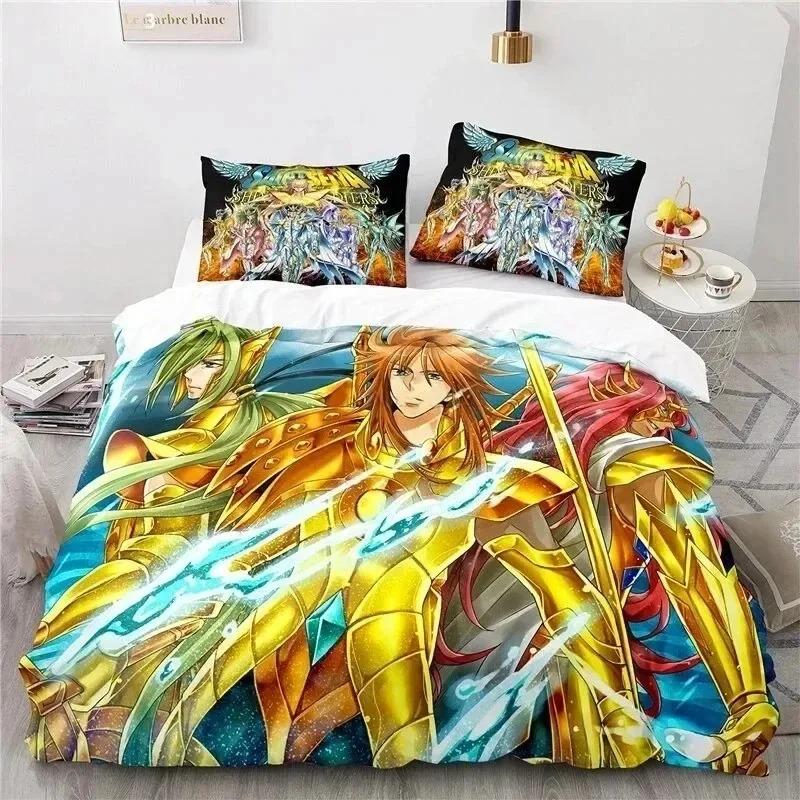 Comforter Anime Saint Seiya Lost Canvas Bedding Set 3D Printed Suitable For Bedroom Kids Home Textile