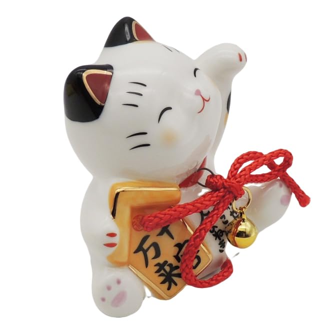 Maneki Neko (winkende Katze) Figur mit Kissen, perfekt für Glück, Wohlstand, geschäftlichen Erfolg, Geschäftseröffnungen und mehr. Glückverheißend