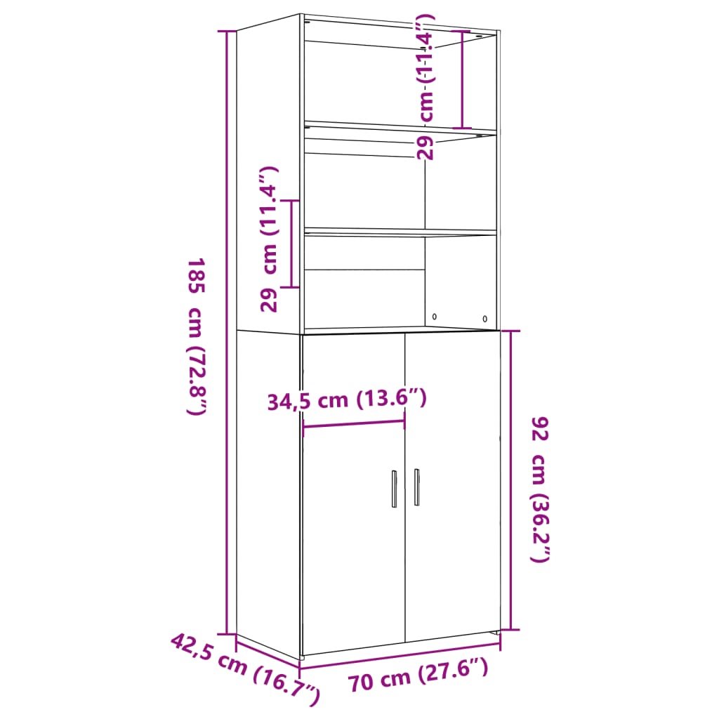 Highboard Sonoma Oak 70 x 42.5 x 185 cm Particleboard