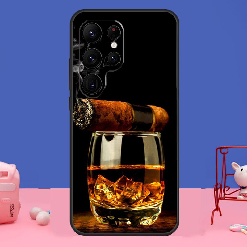 Cigar and Whiskey Case For Samsung Galaxy S24 S23 S22 Ultra S20 S21 FE Note 20 S8 S9 S10 Note 10 Plus Cover