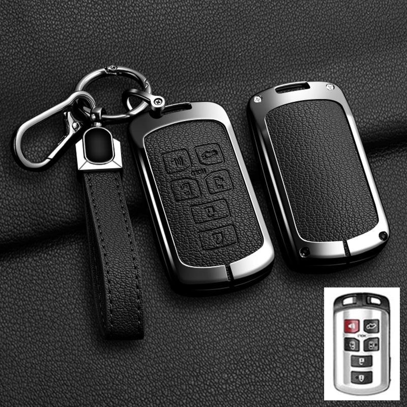 6 Button Car Key Case Cover Shell Holder For Toyota Sienna Se Tacom  -  Zinc Alloy Leather Protector Keychain Accessory