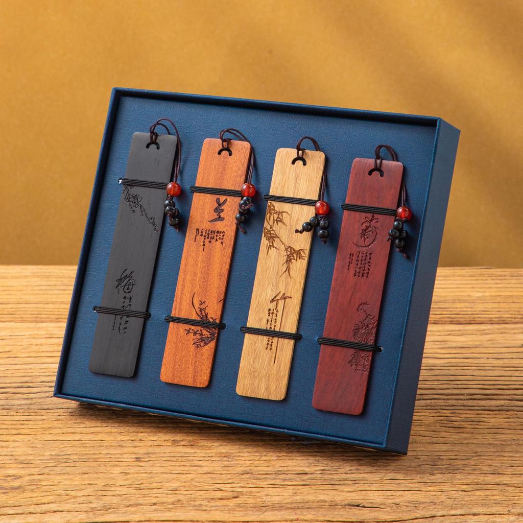 Rosewood Teacher's Day Gift: Carved Chinese Style Wooden Bookmark Set