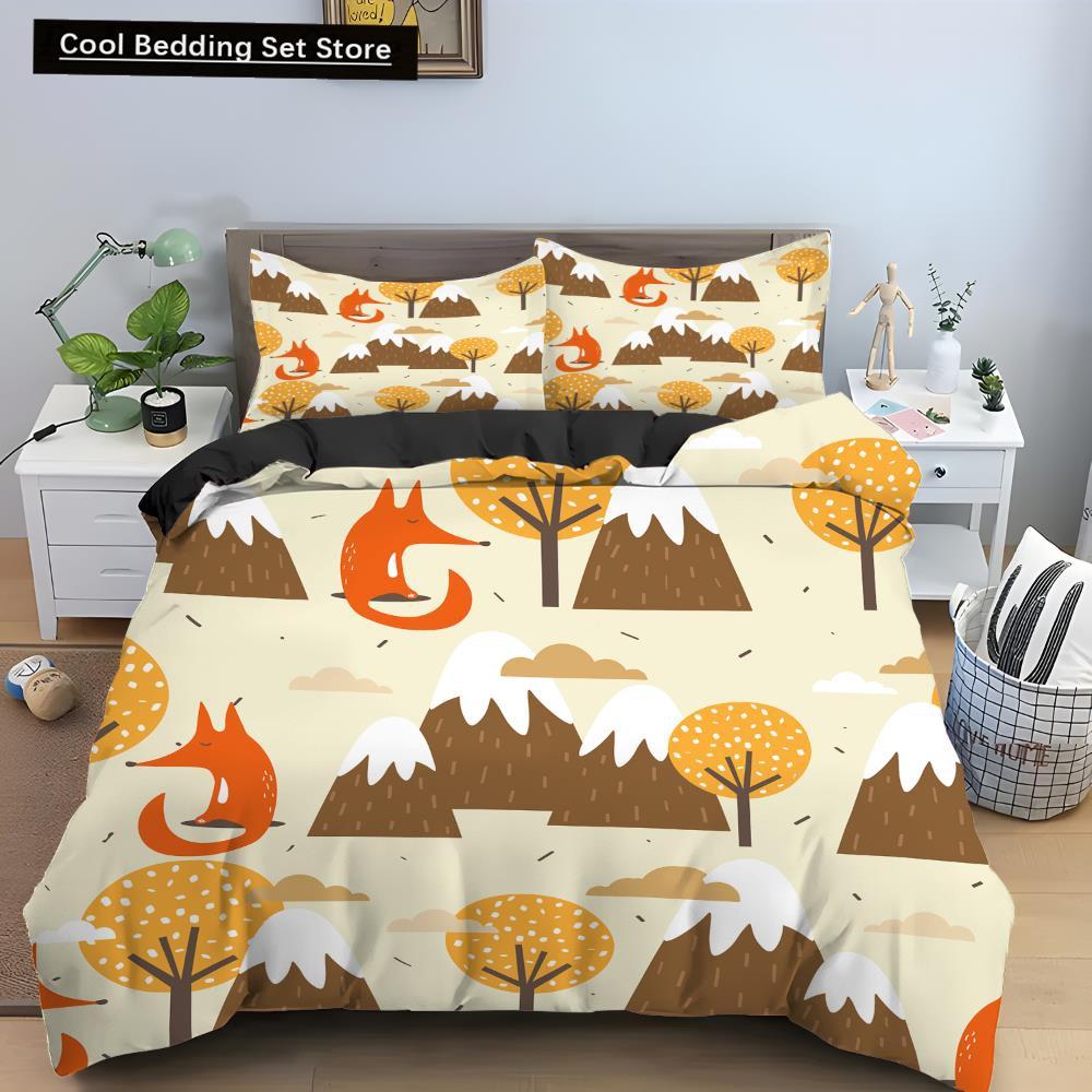 Comforter Cartoon Animal King Queen Elephant Tiger Lion Rhinoceros Bedding Set Wildlife Polyester Comforter
