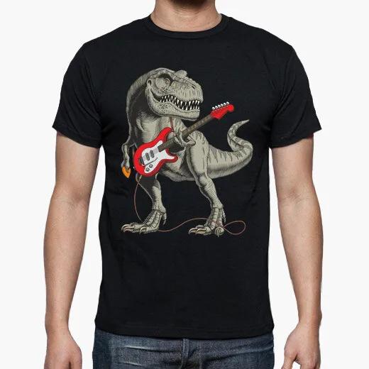 Funny Rock and Roll Dinosaurio TShirt Summer Cotton ONeck Short Sleeve Mens T Shirt New S3XL