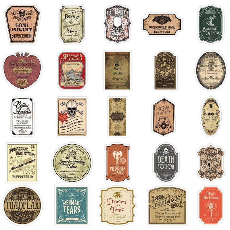 50Pcs Potion Label Cartoon Stickers Suitcase Guitar Laptop Skateboard Sticker